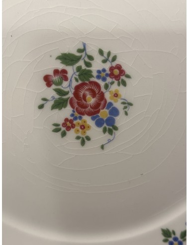 Pastry bowl - unmarked but Petrus Regout - décor with pink/yellow/blue flowers and relief marks