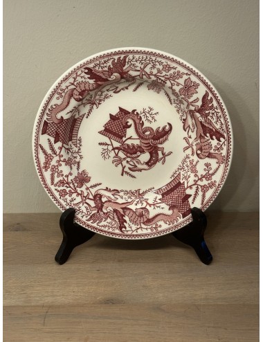 Deep plate / Soup plate / Pasta plate - Petrus Regout - décor DRAGON in red
