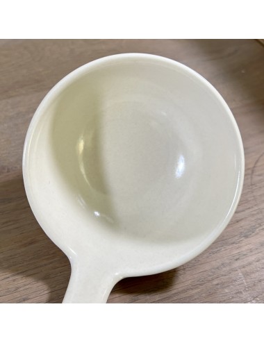 Soup ladle - matte earthenware - unmarked, but Boch - end handle in petrol
