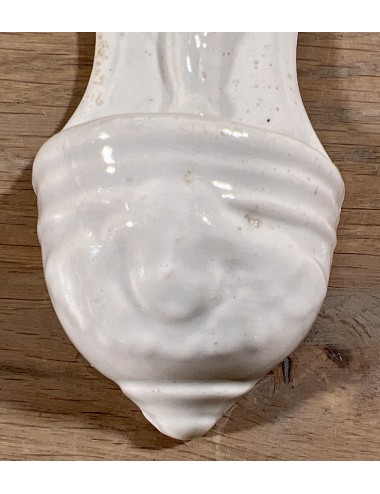 Holy water bowl - white porcelain/earthenware - unmarked - slightly larger model
