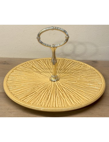 Cheese plate with gold handle - unmarked but Boch - décor TENTATION in brown finish