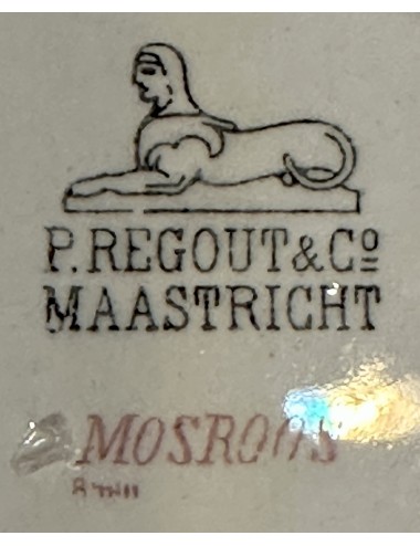 Onderbord / Schotel - Petrus Regout - décor MOSROOS met een lichtblauw randje
