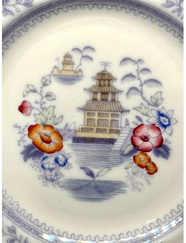 Dinner plate - Petrus Regout - dated late 1800s - décor RISTORI with colored flowers