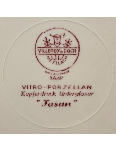 Ontbijtbord / Dessertbord - Villeroy & Boch - décor FASAN in rode uitvoering met geschulpte rand