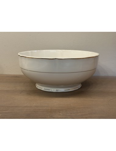 Bowl / Plate - higher model - Ceranord France - semi porcelain - décor in cream with gold stripes