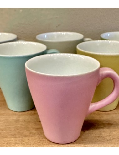 Set of 6 mug/coffee cups (without saucer) in different pastel colors
