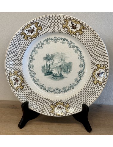 Plate / Decorative plate - unmarked (English?) - executed with border in brown and image in the center