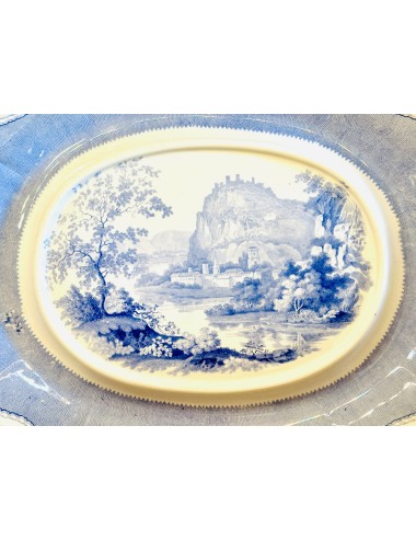Bottom dish for an oval tureen - Davenport - dated ca. 1870 - décor of landscape and mountains/castles