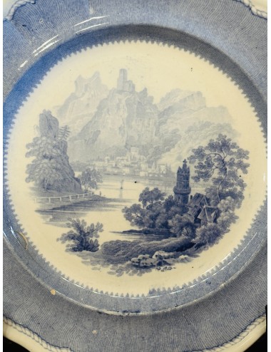 Bord - Davenport - gedateerd ca. 1870 - décor van landschap en bergen/kastelen