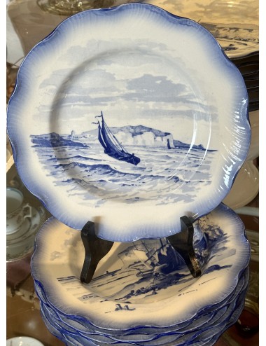 Deep plate / soup plate - Faienceries de Sarreguémines - décor MARINES blue - with scalloped edge