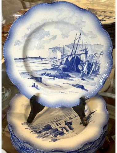 Diep bord / soepbord - Faienceries de Sarreguémines - décor MARINES blauw - met geschulpte rand