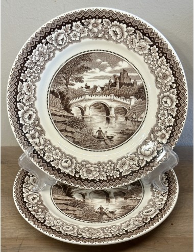 Dinner plate - Societe Ceramique Maestricht - décor OLD BRIDGE in brown