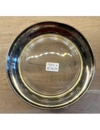 Slaschaal / Slakom - dik glas met verzilverde standring - Italy
