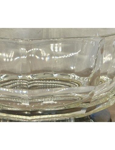 Salad bowl / Lettuce bowl - thick glass with silver plated stand ring - Italy