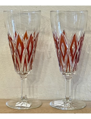 Glass / Champagne glass on foot - VMC Reims (Verreries Mècaniques Champenoises) - Harlequin in red