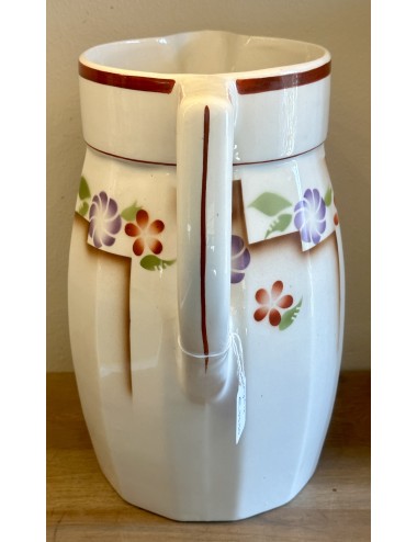 Lamp jug / Water jug - AMC (Belgium) - Art Deco spray decor no. 154, blind mark 27-1, in brown/purple/green and red