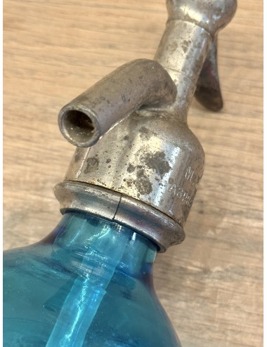Siphon / Spray water bottle - small model - M. Faizende Apres-Sur-Buech Gueret Frè Paris - executed in azure glass