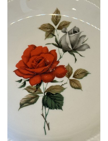 Diep bord / Soepbord / Pastabord - Boch - décor met afbeelding van een rode en grijs/witte roos