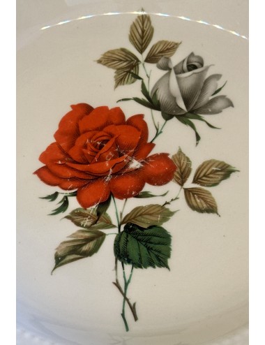 Diep bord / Soepbord / Pastabord - Boch - décor met afbeelding van een rode en grijs/witte roos