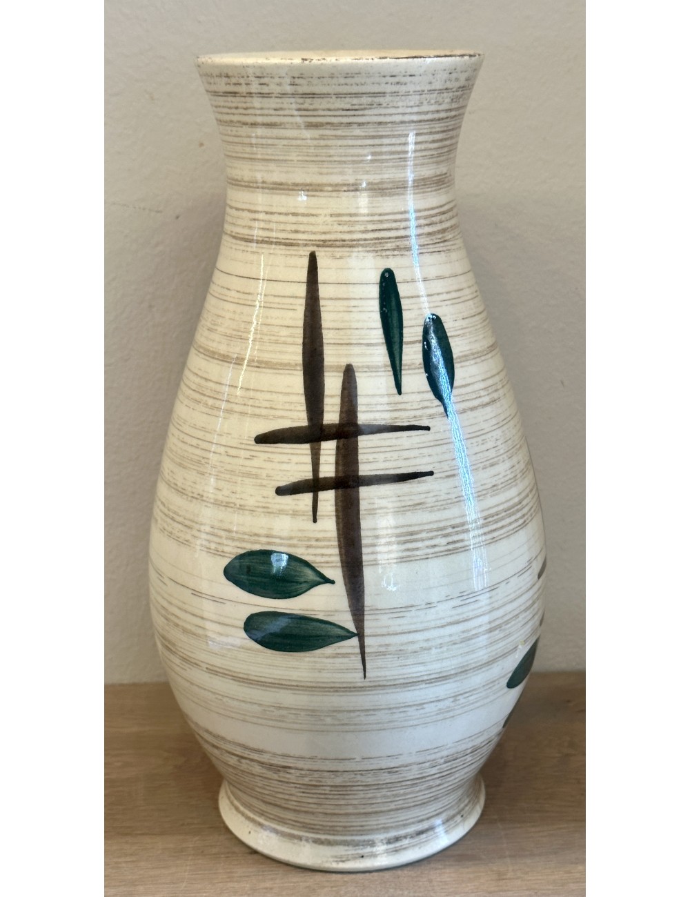 Vaas - Bay Keramik - Made in Germany - uitgevoerd in bruin en groen abstract deco