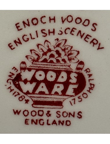Diep bord / Soepbord / Pastabord - Woods Ware - décor ENGLISH SCENERY uitgevoerd in rood
