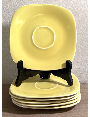 Saucer - square model - Boch - décor SEDUCTION? executed in ochre yellow