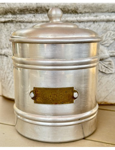 Storage can / Storage jar - metal/can model in large design - copper plate with inscription CAFÉ