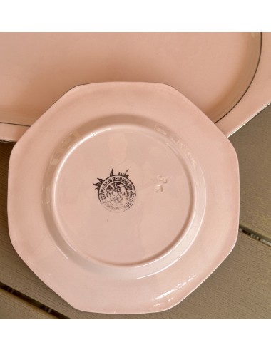 Cake dish with 6 cake plates - Boch - shape BRUXELLES - executed in pastel pink/pâte pink