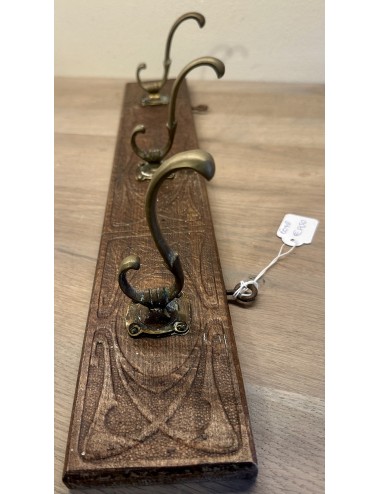 Coat rack - wooden model with 3 hooks - Art Nouveau