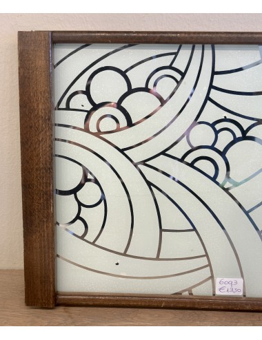 Dienblaadje - hout met spiegelglas met daarachter Art Deco décor