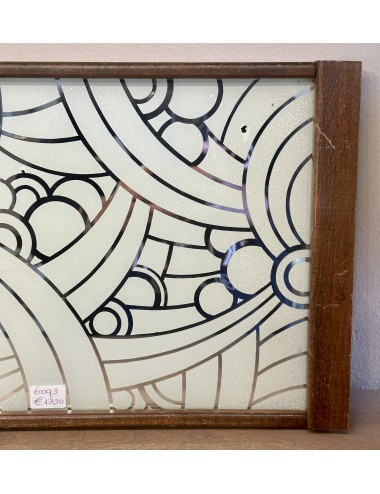 Dienblaadje - hout met spiegelglas met daarachter Art Deco décor