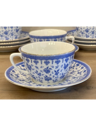 Cup and saucer - KPM Germany - décor of white with blue roses/flowers