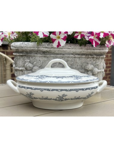 Cover dish / Terrine - oval model - Royal Boch - décor ALHAMBRA executed in gray/blue