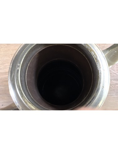Koffiekan / Theekan - metalen/chrome model met porseleinen greep en dekselknop