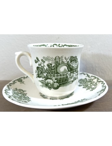 Cup and saucer - Mason's - décor FRUIT BASKET in green finish