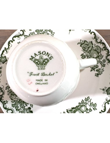 Cup and saucer - Mason's - décor FRUIT BASKET in green finish