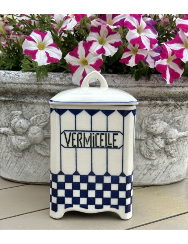 Storage jar - unmarked - shape PEPI - Art Deco - décor of dark blue cubes and stripes