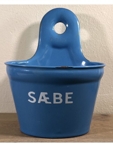 Holder for SAEBE (soap) - hanging model - Danish enamel? (marked GM) - all blue version