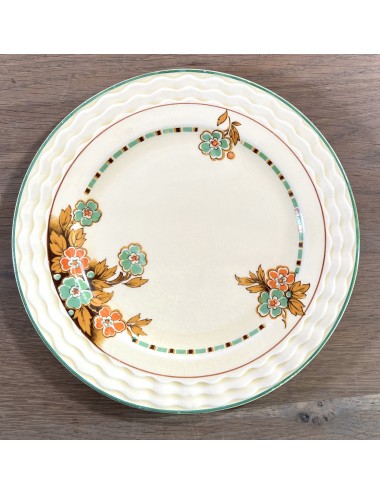 Pastry plate - Royal Adams Ivory Titian Ware - décor of flowers in orange/green