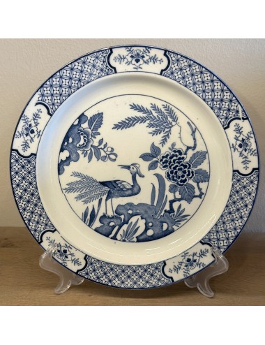 Plate - large model - Wood & Sons England - décor YUAN with bird and flowers in blue