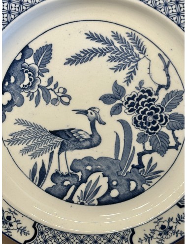 Plate - large model - Wood & Sons England - décor YUAN with bird and flowers in blue