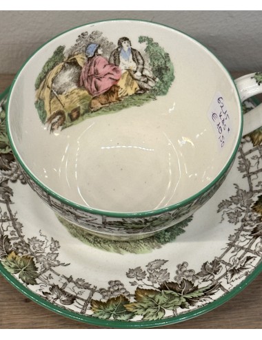Cup and saucer - large size - Copeland Spode England - décor SPODE'S BYRON in multi-colored design
