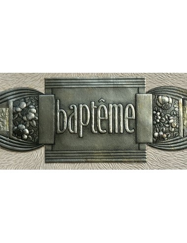 Doopsuikerdoosje - Art Deco model met opdruk 'BAPTÈME' in goudkleur