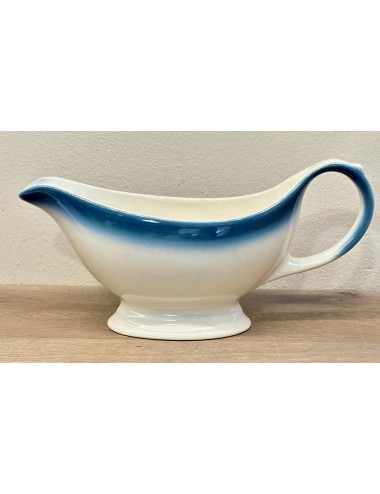 Gravy / Sauce bowl - Boch - shape CLASSIC(?) - décor DEGRADE(?) in cream with dark azure blue rim