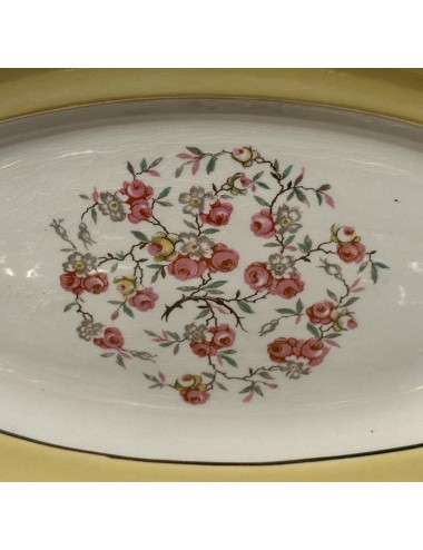 Sour dish / Ravier - Moulin des Loups Orchies - décor ROSE-MONDE with roses and pastel yellow rim