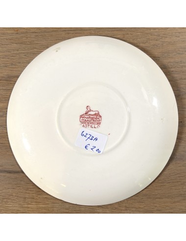 Bottom dish / Saucer - Petrus Regout - décor CASTILLO executed in red
