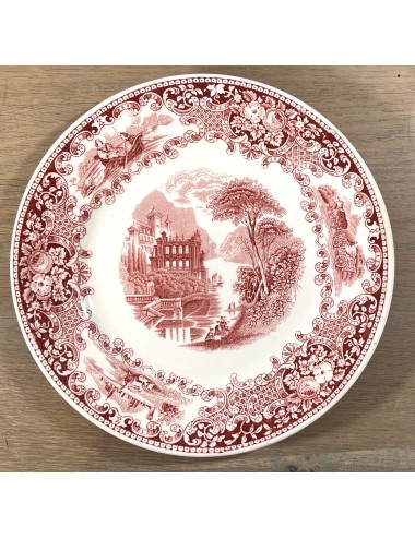 Ontbijtbord / Dessertbord - Petrus Regout - décor CASTILLO uitgevoerd in rood