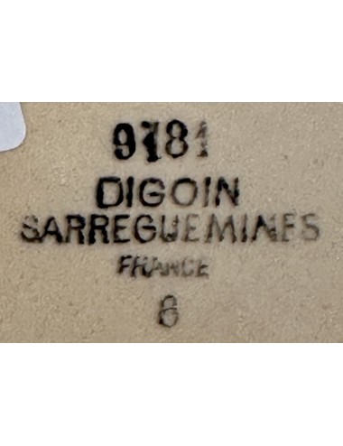 Schaal - groot, rond en dieper model - Digoin Sarreguemines - décor 9781 op lichtbruine ondergrond