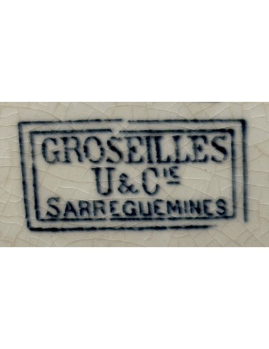 Breakfast plate / Dessert plate - U&Cie (Utzschneider & Cie) Sarreguemines - décor GROSEILLES executed in blue/jeans blue