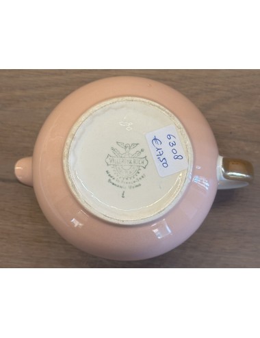 Milk jug - Villeroy & Boch Mettlach - executed in pink with gold decoration and text 'NOUS DEUX'